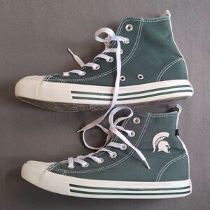 Women's Michigan State Spartans Canvas High Top Shoes 9M Green and White